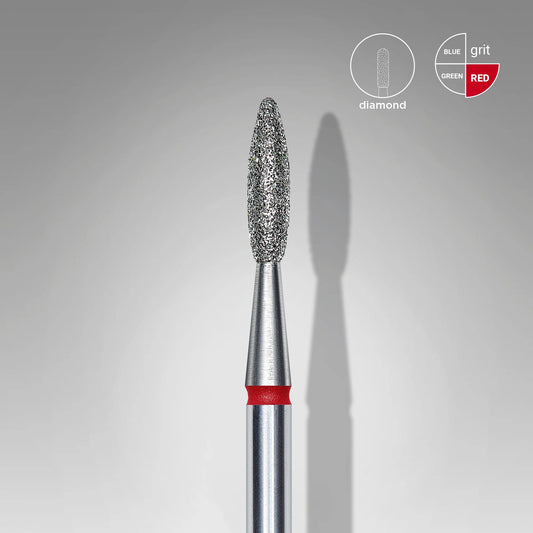 Frez diamentowy płomyk czerwony EXPERT średnica 2,1 mm / część robocza 8 mm